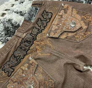 Vintage Imperious Delf Trading Co Fearless Embroidered Baggy Brown Jeans
